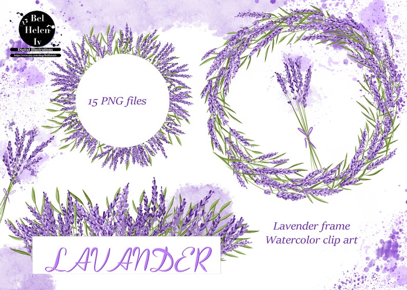 lavender flowers Purple flowers floral lavender invitations Provence Wedding Clip art Watercolor Lavender Bouquets Clipart PNG