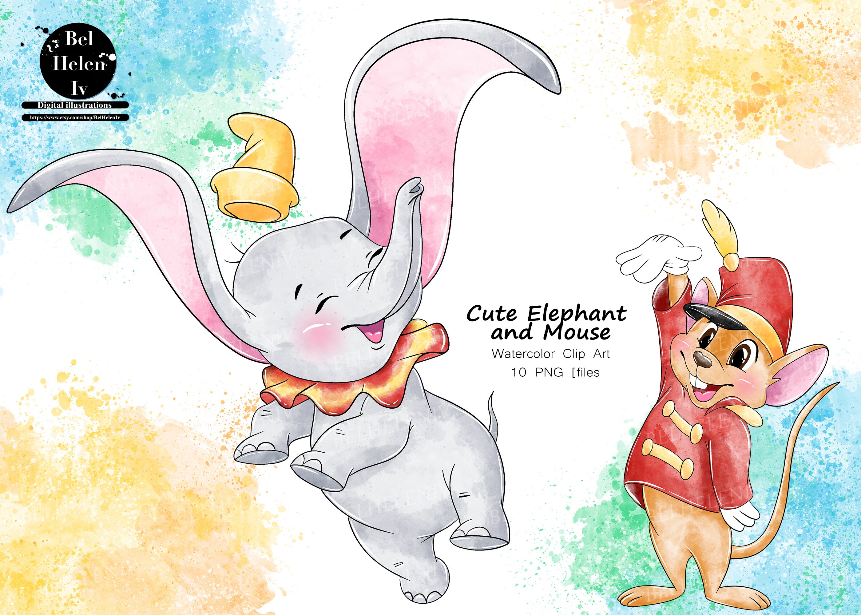 Cute elephant watercolor clip art elephant PNG elephant | Etsy