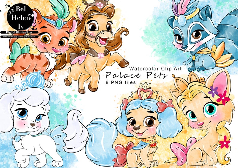 Palace Pets Clip Art Palace Pets PNG Princesses' Pets - Etsy