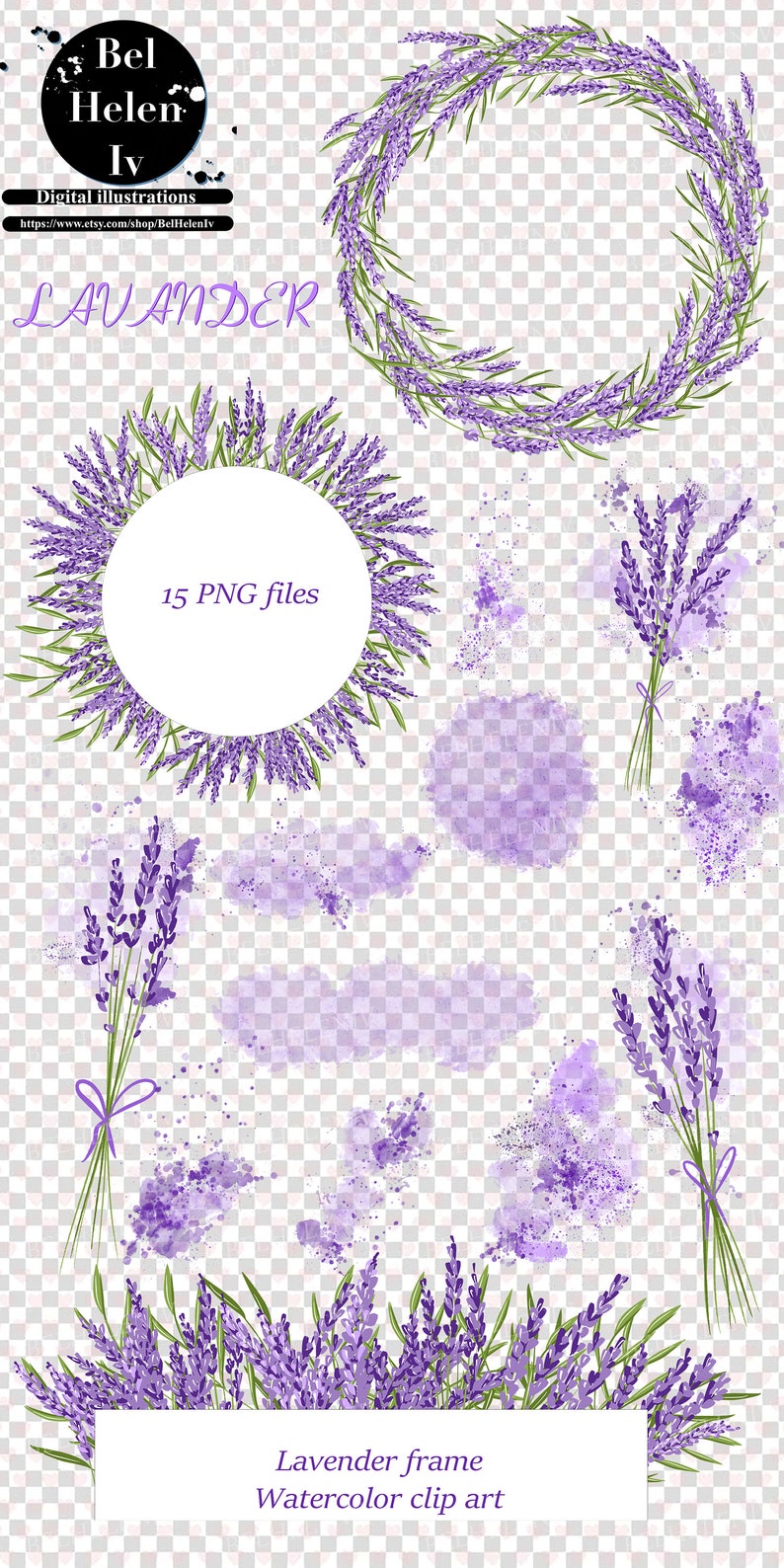 lavender flowers Purple flowers floral lavender invitations Provence Wedding Clip art Watercolor Lavender Bouquets Clipart PNG