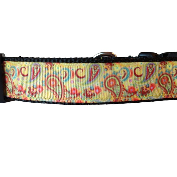 Yellow Paisley Dog Collar