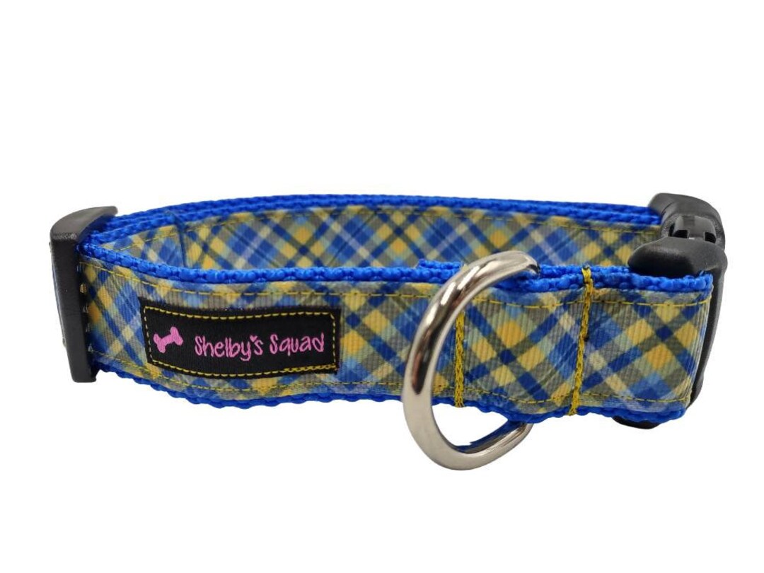 Blue and Yellow Plaid Dog Collar Etsy