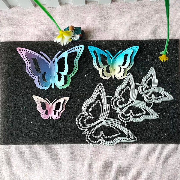 New 3 Pcs Three-dimensional Butterfly metal cutting die mould scrapbook decoration embossed photo album decoration card