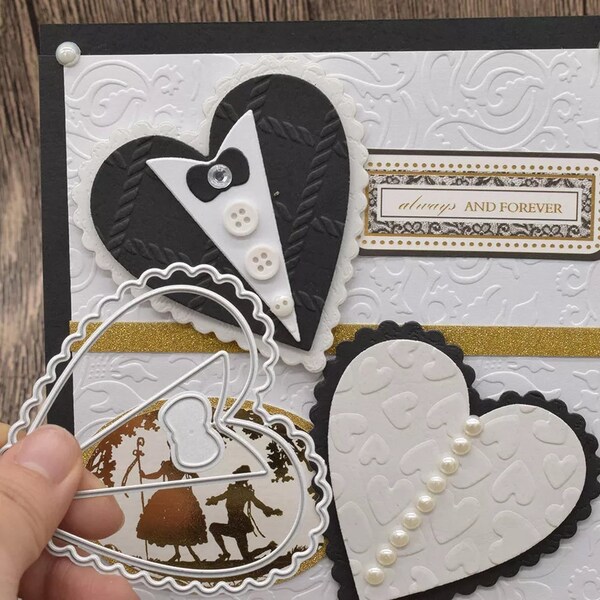 Wedding Cards Heart Metal Cutting Dies For DIY Scrapbooking Album Birthday Card Anniversary Day Gift Decoration