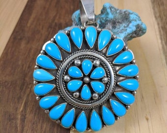 Navajo Cluster Sleeping Beauty Turquoise Pendant