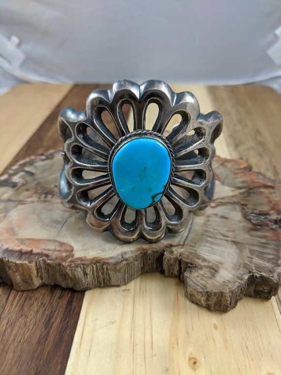 Navajo Sandcast Vintage Turquoise Bracelet