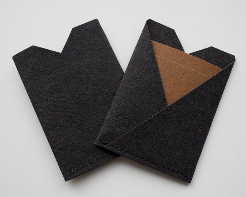 Vegan leather wallet, Mini card wallet, Business card holder, Kraft paper wallet image 6