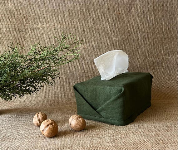 Handmade Tissue Box Cover: Minimalist Home Decor, Storage holder, 100% organic linen