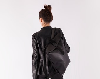 Vegan leather backpack, Rolltop backpack, Waterproof backpack, aux leather laptop backpack, Vegan rolltop bag, EXCLUSIVE