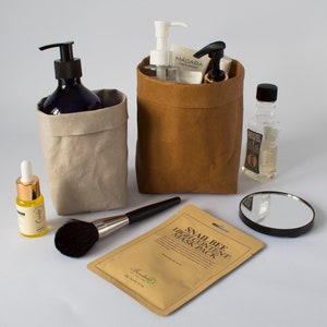 Cesta de cosméticos de papel lavável, balde de papel, armazenamento de banheiro, pote de banheiro, moda nórdica, bolsa minimalista, cesta de papel kraft lavável