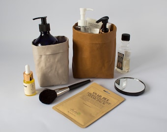 Washable paper cosmetic basket, Paper bucket, Bathroom storage, Bathroom pot, Nordic fashion, Minimalistic bag, Washable kraft paper basket