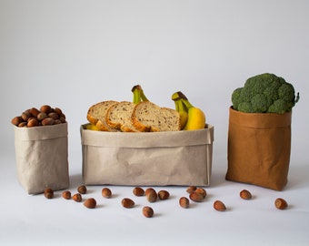 Washable paper bag, Bread basket, Storage basket, Reusable paper pot, Kitchen storage, Eco friendly storage