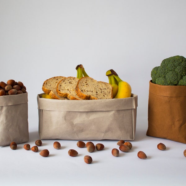 Washable paper bag, Bread basket, Storage basket, Reusable paper pot, Kitchen storage, Eco friendly storage