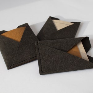 Vegan leather wallet, Mini card wallet, Business card holder, Kraft paper wallet image 4