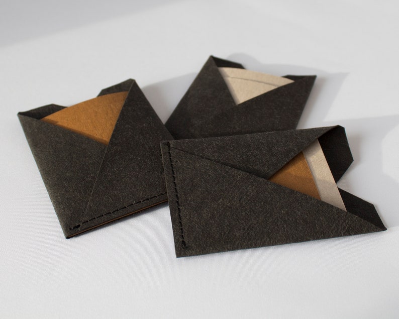 Vegan leather wallet, Mini card wallet, Business card holder, Kraft paper wallet image 4