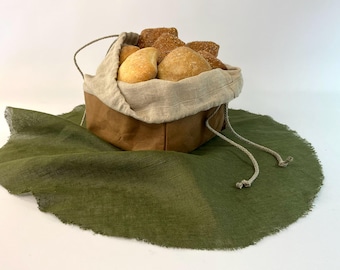 Cesta de pan de papel y lino lavable, para almacenar alimentos orgánicos, bolsa de cocina reutilizable