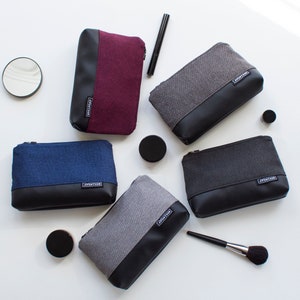 Kleine Kulturtasche für Männer und Frauen, Kosmetiktasche für den täglichen Gebrauch, Schwarze Kosmetiktasche, handgemachte Kosmetiktasche, Selbstpflegetasche