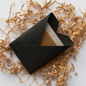 Vegan leather wallet, Mini card wallet, Business card holder, Kraft paper wallet image 1