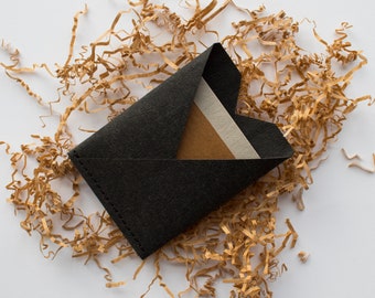 Vegan leather wallet, Mini card wallet, Business card holder, Kraft paper wallet