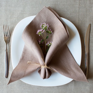 Stonewashed Linen Napkins: Soft Natural Table Linens, Custom Size Set