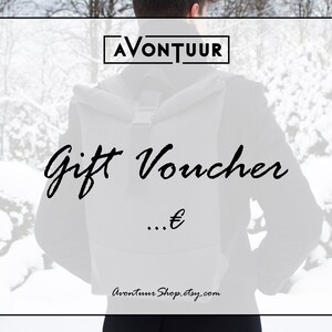 Bon cadeau de la boutique Avontuur, cadeau de dernière minute, bon pour sac à dos