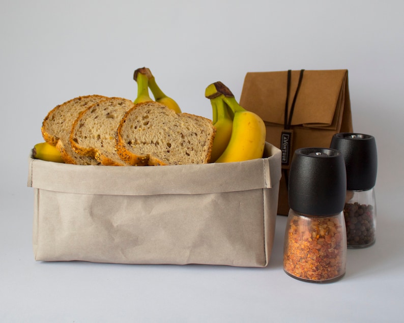 Washable paper, Paper bag storage, Grey paper bag, Washable bag, Kids toys boxes, Bread basket, Pen holder, Grocery bag, Sustainable bag image 3