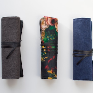 Emballage floral pour stylo, trousse enroulable en toile, porte-pinceau en toile, porte-pinceau enroulable, organiseur polyvalent