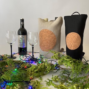 Natürlicher Leinen Flaschenhalter, WEIHNACHTSGESCHENK, Wein Caddy, Doppelschicht, handgefertigter Weinhalter, benutzerdefinierte Weinhülle, jetzt im Trend, freies Schiff !!