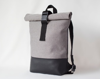 Zaino antivento Sahara, zaino Rolltop da donna, zaino in tela, zaino impermeabile, zaino vegano, zaino per laptop, zaino rolltop con borsa