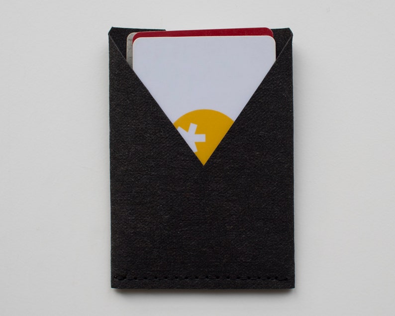 Vegan leather wallet, Mini card wallet, Business card holder, Kraft paper wallet image 9