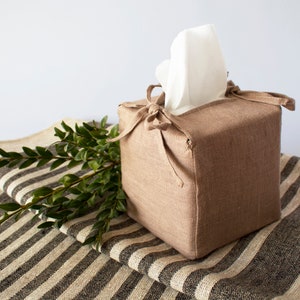 Tissue box cover, Linen rustix box cover,Linen
