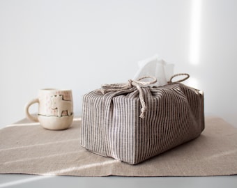 Linen tissue box cover. Minimalistic decor. Zero Waste Gift.Tissue Cover Box.  Decor end  Gift.House warming decorations.Napkins holder.Case
