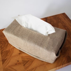 Tissue box cover, Handmade linen tissue holder image 5