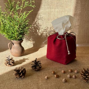 Funda para caja de pañuelos de tela de lino natural, decoración minimalista, cero residuos, decoración para regalo, ¡ENVÍO GRATIS!