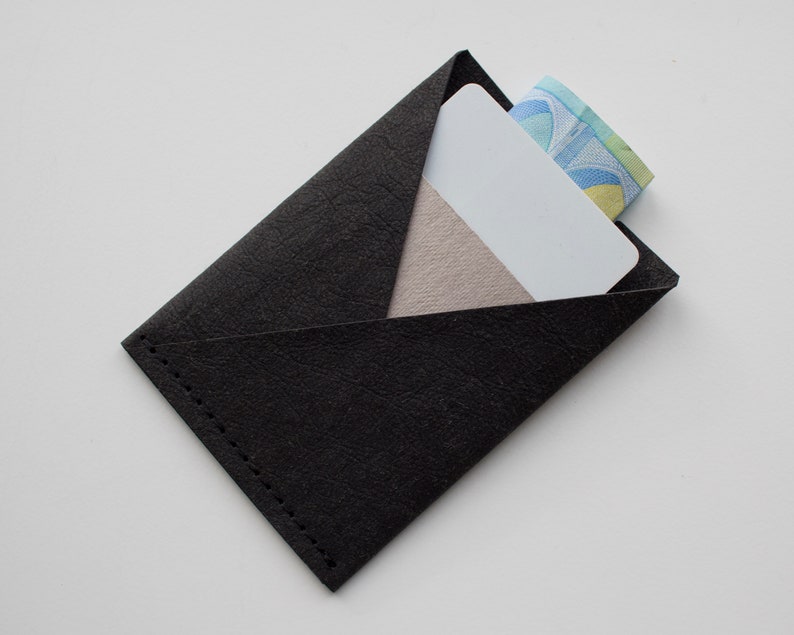 Vegan leather wallet, Mini card wallet, Business card holder, Kraft paper wallet image 10