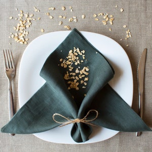 Handmade Khaki Linen Napkins: Stone Washed Table Decor