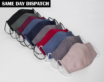 Linen Face Mask: Washable 3-Layer Cotton Mask with Nose Wire