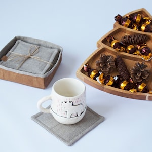 Double Linen Coasters: Minimalist Japanese Style Reusable Saucers