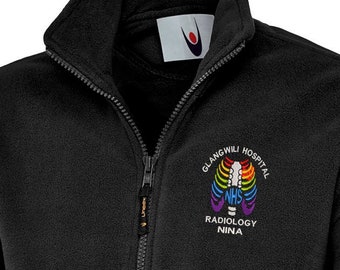 NHS Rainbow fleece -chest x-ray design for NHS workers-Super Warm Unisex fitting Fleece Jacket Personalised for Healthcare staff-NHS Rainbow