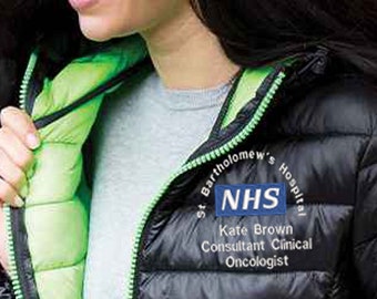 NHS Padded Jacket, Men's/unisex jacket with NHS logo design for all healthcare workers, Personalised in white embriodery  NHS Padded Jacket