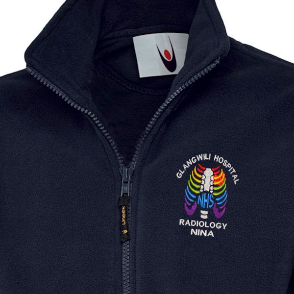 NHS Rainbow Fleece Jacket with Rainbow Chest design for NHS medical workers, Personalised, NHS Rainbow Classic Fleeced Jacket