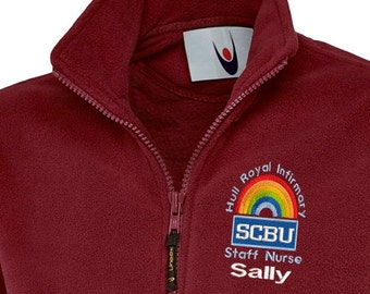 Premium Fleece Jacket with NHS Rainbow design for NHS workers- Personalised for Healthcare Dept- NHS Rainbow Fleeced Jacket