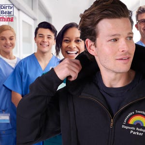 Personalized NHS Rainbow Zipped Hoodie, Healthcare Staff Gift-NHS rainbow clothing image 2