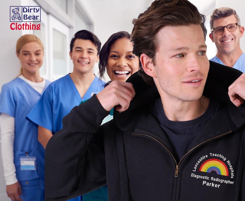 Personalized NHS Rainbow Zipped Hoodie, Healthcare Staff Gift-NHS rainbow clothing image 2