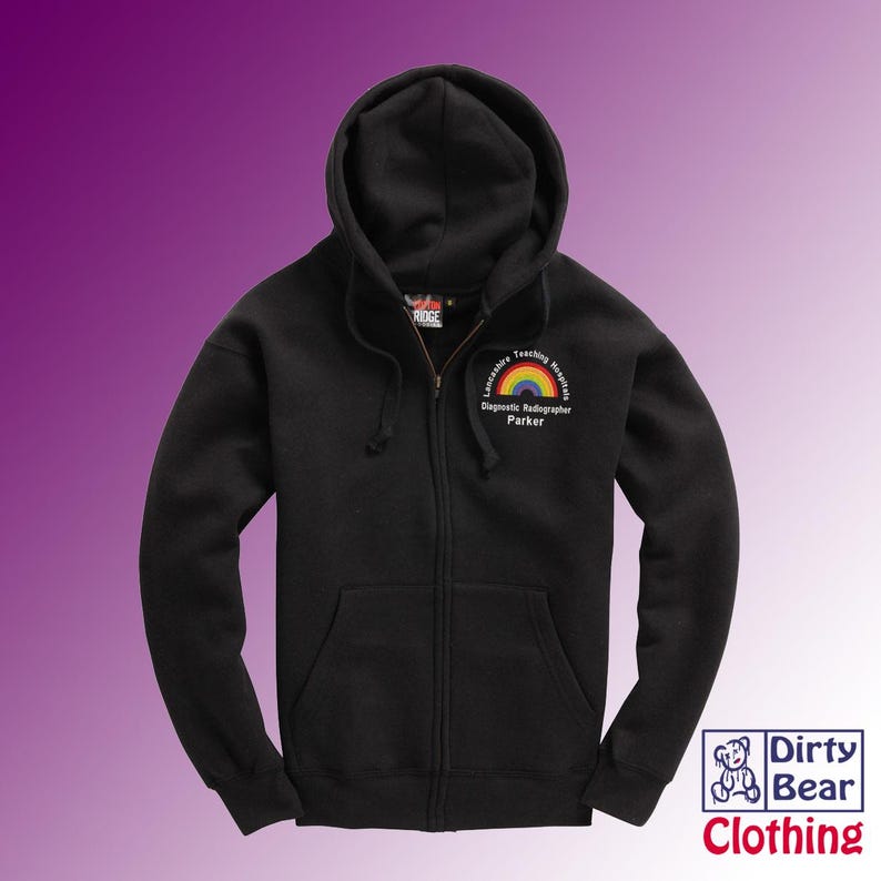 Personalized NHS Rainbow Zipped Hoodie, Healthcare Staff Gift-NHS rainbow clothing Black