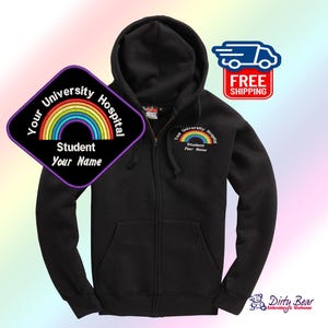 Personalized NHS Rainbow Zipped Hoodie, Healthcare Staff Gift-NHS rainbow clothing image 1