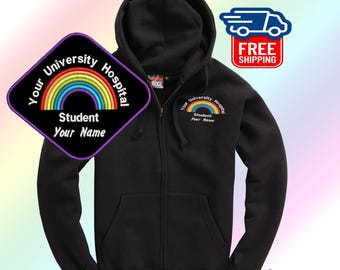 Personalized NHS Rainbow Zipped Hoodie, Healthcare Staff Gift-NHS rainbow clothing