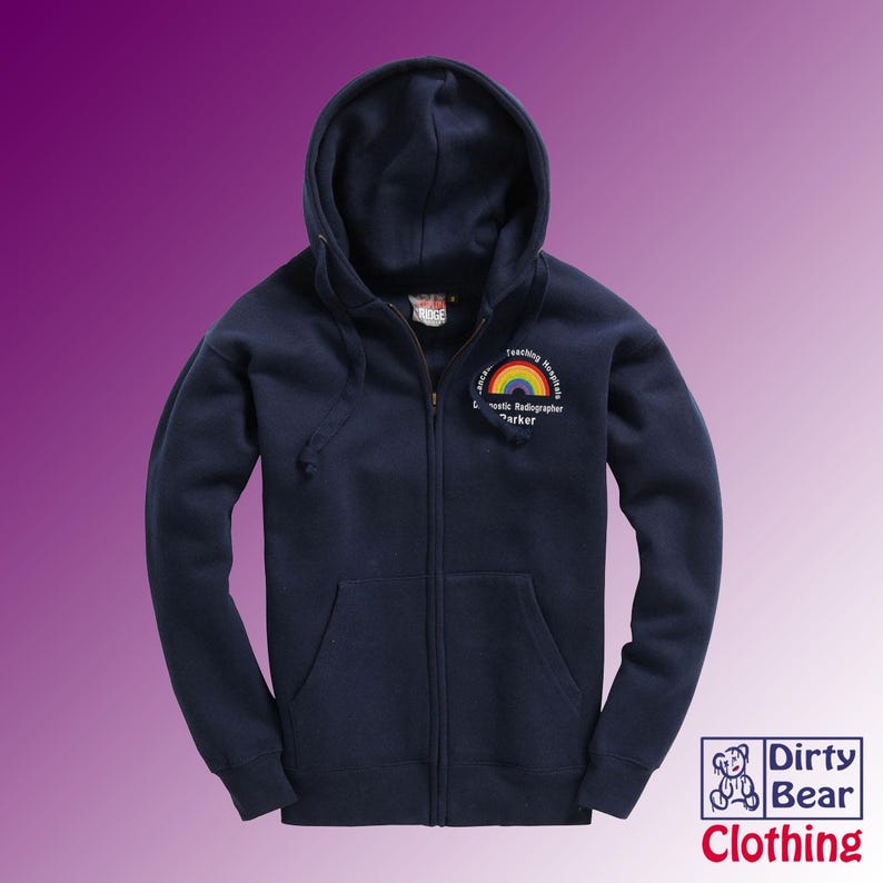 Personalized NHS Rainbow Zipped Hoodie, Healthcare Staff Gift-NHS rainbow clothing Navy