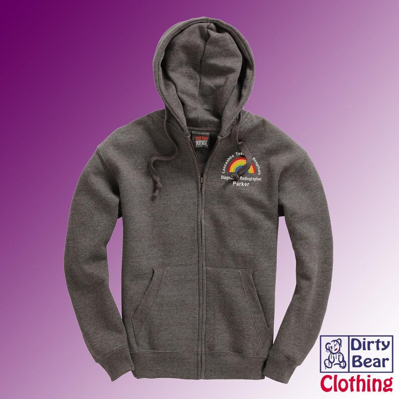 Personalized NHS Rainbow Zipped Hoodie, Healthcare Staff Gift-NHS rainbow clothing charcoal