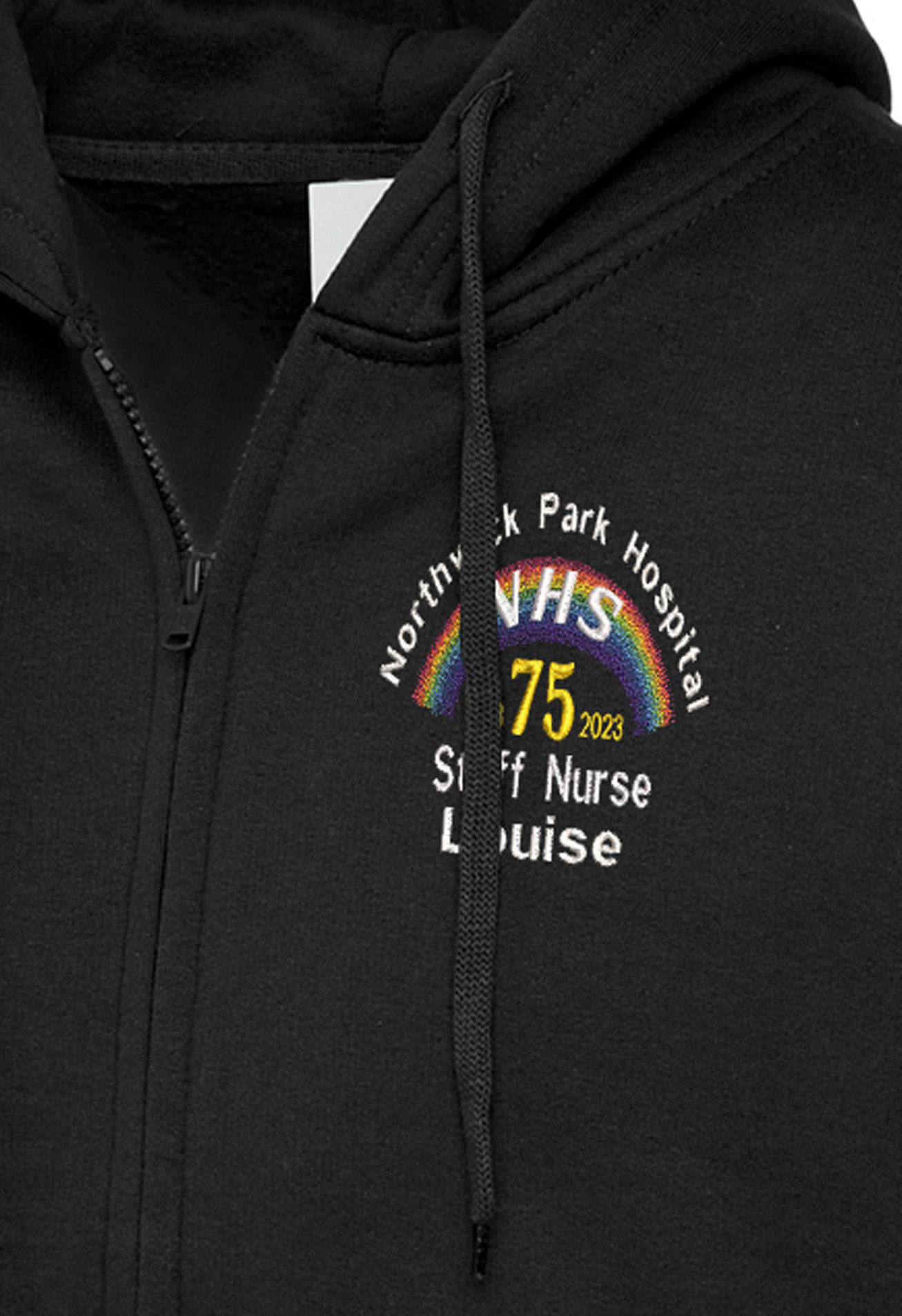 NHS 75 Years Rainbow Design Zipped Hooded Sweatshirt for NHS Workers personalised With White Embroidery Zipped NHS 75 Years Rainbow Hoodie Etsy
